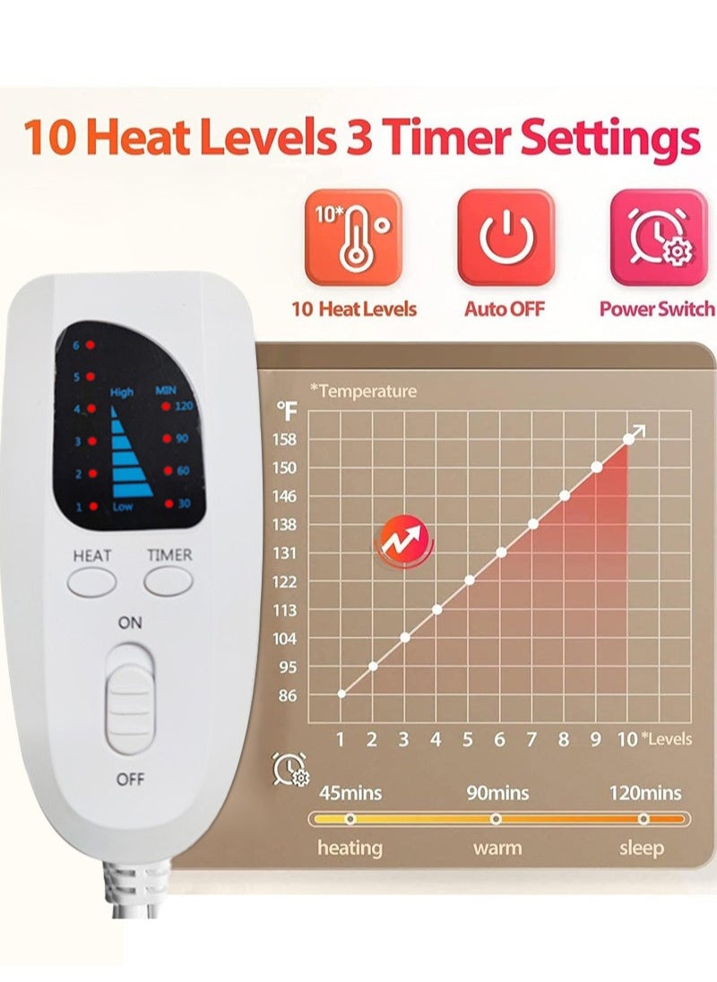 XiuWoo - Heating Pad Electric for Pain Relief of Back Abdomen Legs Neck and Shoulder 10 Electric Temperature Options 4 Timer Settings Auto Shut Off Machine Washable 16 x 24 inches Heated Pad - Image 1