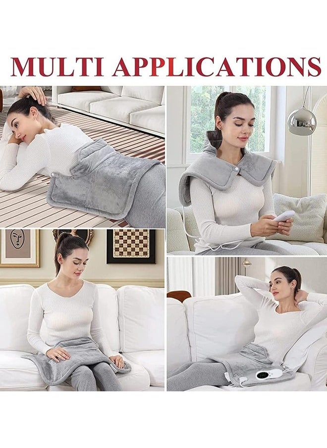 XiuWoo - Heating Pad Electric for Pain Relief of Back Abdomen Legs Neck and Shoulder 10 Electric Temperature Options 4 Timer Settings Auto Shut Off Machine Washable 16 x 24 inches Heated Pad - Image 1