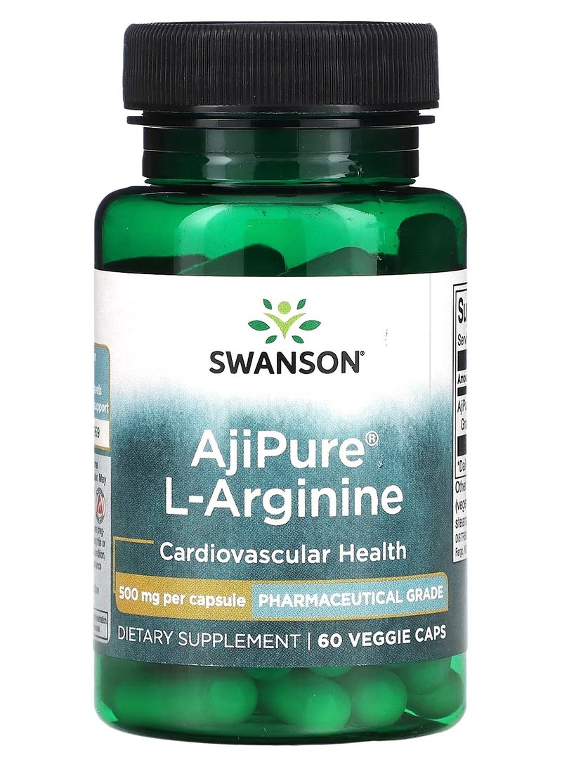 Swanson, AjiPure L-Arginine, 500 mg, 60 Veggie Caps