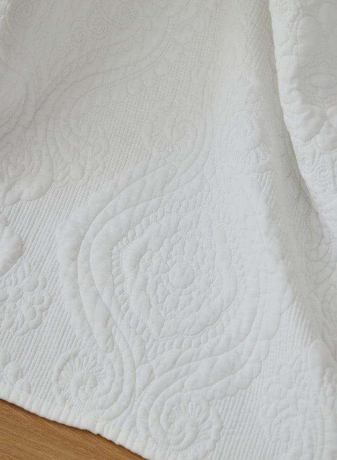 Brandream White Damask Quilted Pillow Shams Cotton Standard Size Pillow Cases Set of 2 Comfy Soft Decorative Pillow Covers - Image 2