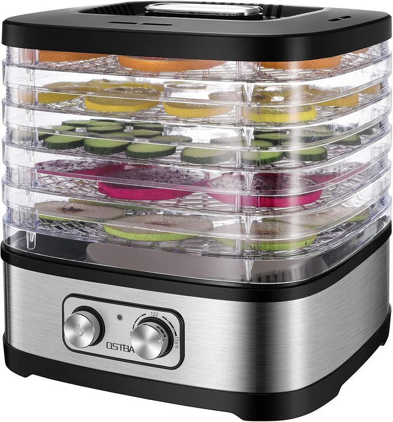 OSTBA Food Dehydrator, Dehydrator for Food and Jerky, Fruits, Herbs, Veggies, Temperature Control Electric Food Dryer Machine, 5 BPA-Free Trays Dishwasher Safe, 240W, Recipe Book Included - Image 1