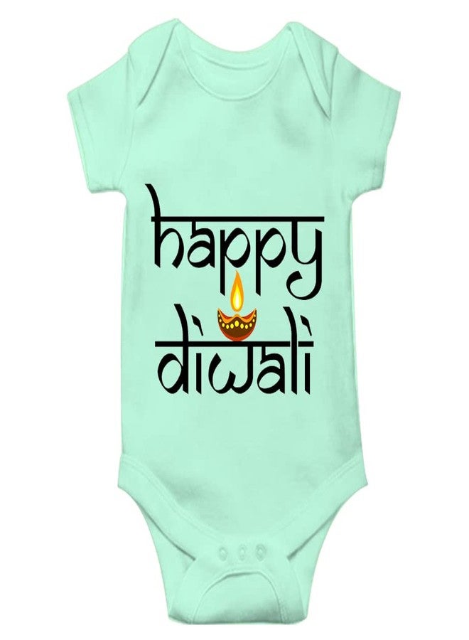 Mott2 Diwali Special Unisex Baby Romper - Happy Diwali (9-12 Months Green) - Image 1
