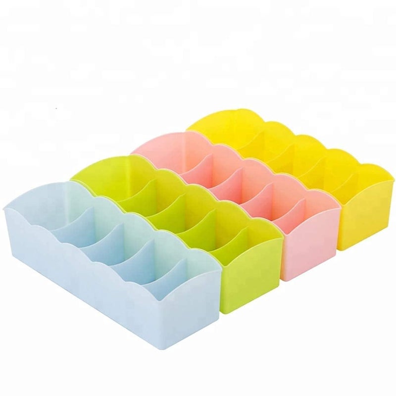 JAPP The Creative India 5Grid Plastic Storage Box Drawer Organizer 25 Cm X 9 Cm X 6 Cm Set of 3 Multicolour - Image 1