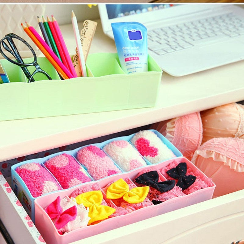 JAPP The Creative India 5Grid Plastic Storage Box Drawer Organizer 25 Cm X 9 Cm X 6 Cm Set of 3 Multicolour - Image 2