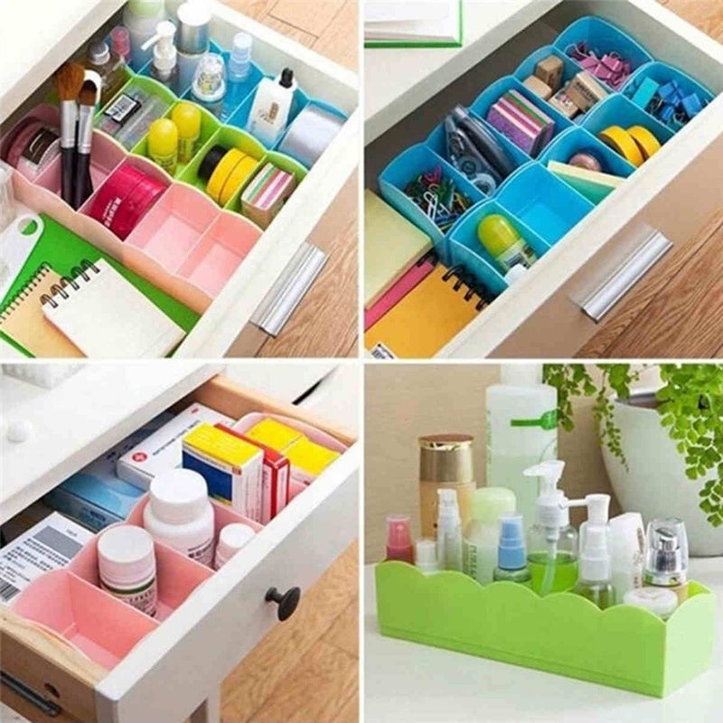 JAPP The Creative India 5Grid Plastic Storage Box Drawer Organizer 25 Cm X 9 Cm X 6 Cm Set of 3 Multicolour - Image 4