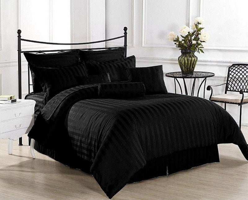 RRC Super Soft Brushed Microfiber Cotton Satin Striped Double Quilt Cover,90X100(Inches) Duvet Cover,228X254(CM) Comforter Cover with Zipper with Four Corner Ties - Image 1