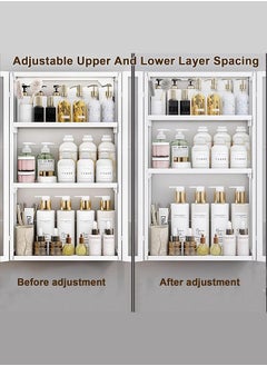 LEDIN 3 Tier Bathroom storage Cabinet,Bathroom shelf Wall Mounted storage Cabinet with Clear Doors for Bedroom Bathroom Living Room Kitchen storage Organizer (White, 50x14x70cm)  - Image 5
