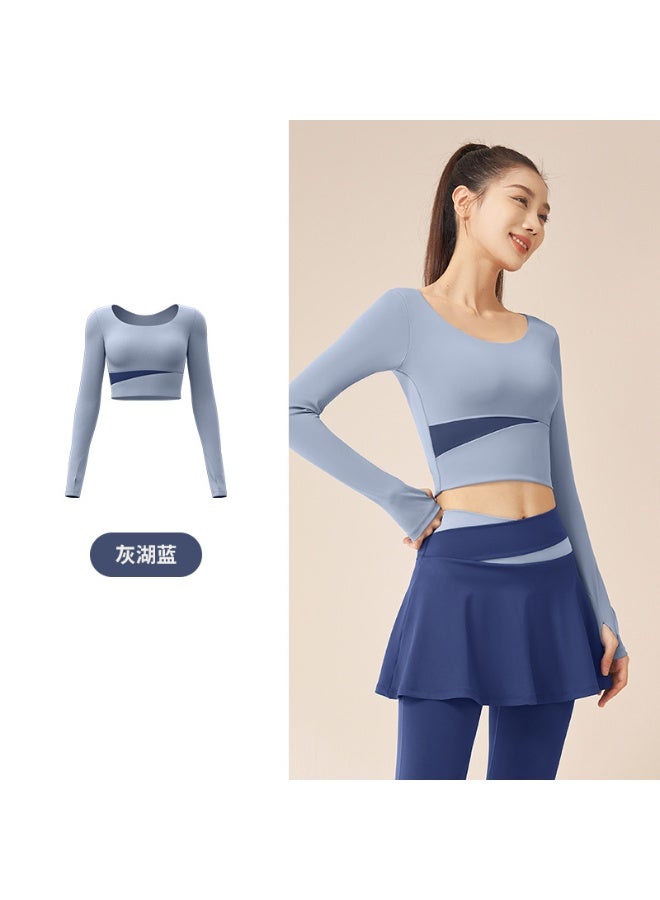 Color Matching Long-sleeved Yoga Suit  Nude Feeling Tight And Thin Sports Running Fitness Suit Women - Image 1