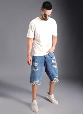 Men's Indigo 100% Cotton Solid Knee Length Denim Bermuda Regular Fit Shorts - pzsku/Z2F78B5C6AA6CD2C0D76CZ/45/1748630705/1f06611e-9d0e-4457-be77-278364e8fb7d
