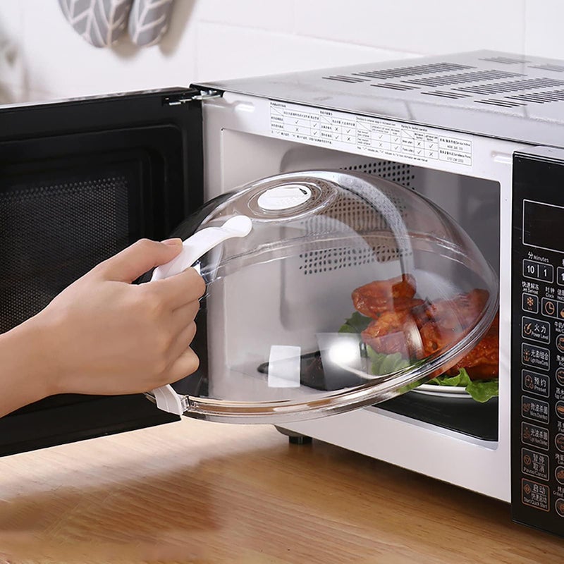 WENWELL Microwave Splatter Cover for Food,Clear Microwave Splash Guard Cooker lid with Handle,Dish bowl Plate Serving Cover Home Kitchen Essential,BPA-Free,Saft Plastic - Image 1