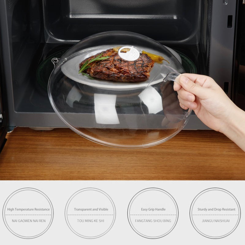 WENWELL Microwave Splatter Cover for Food,Clear Microwave Splash Guard Cooker lid with Handle,Dish bowl Plate Serving Cover Home Kitchen Essential,BPA-Free,Saft Plastic - Image 2