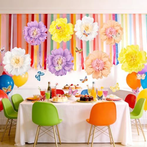 SUNBEAUTY Pastel Paper Flower Butterfly Decorations 20'' Giant Crepe Flowers Large Tissue Paper Flowers Decorations 3D Paper Butterfly for Wall Birthday Spring Wedding Backdrop Bridal Shower Classroom - Image 2