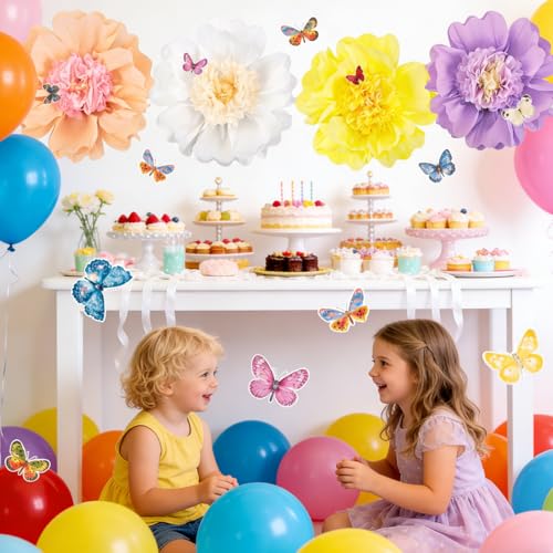 SUNBEAUTY Pastel Paper Flower Butterfly Decorations 20'' Giant Crepe Flowers Large Tissue Paper Flowers Decorations 3D Paper Butterfly for Wall Birthday Spring Wedding Backdrop Bridal Shower Classroom - Image 5