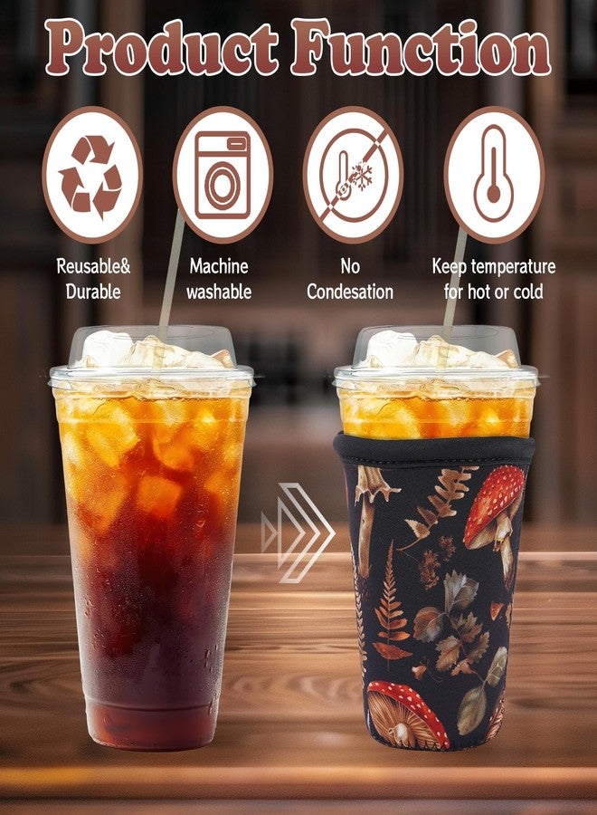 INCOK 3 Packs Iced Coffee Sleeves Reusable - Vintage Mushroom Neoprene Cup Sleeve for Hot and Cold Drinks, Insulated Drink Sleeve for 16-32oz Soda Cans Beverages Water Bottles, Christmas Gift for Friends - Image 5