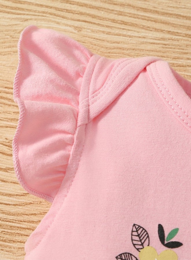 Fullfamous Baby Girl's 3pc Rib Frill Long Sleeve Romper and Pant Set, Pink, New Born - Image 4
