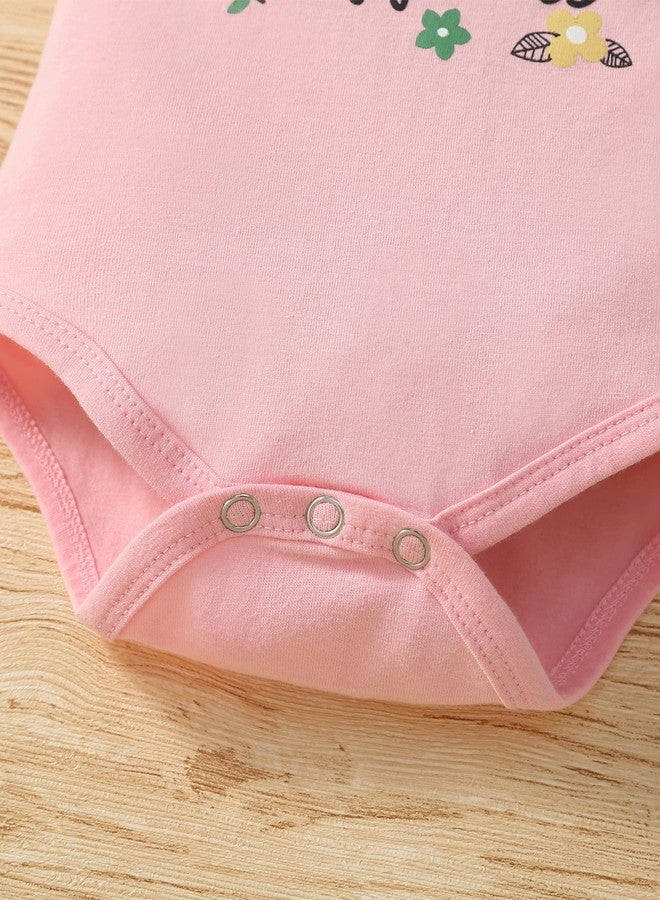 Fullfamous Baby Girl's 3pc Rib Frill Long Sleeve Romper and Pant Set, Pink, New Born - Image 3