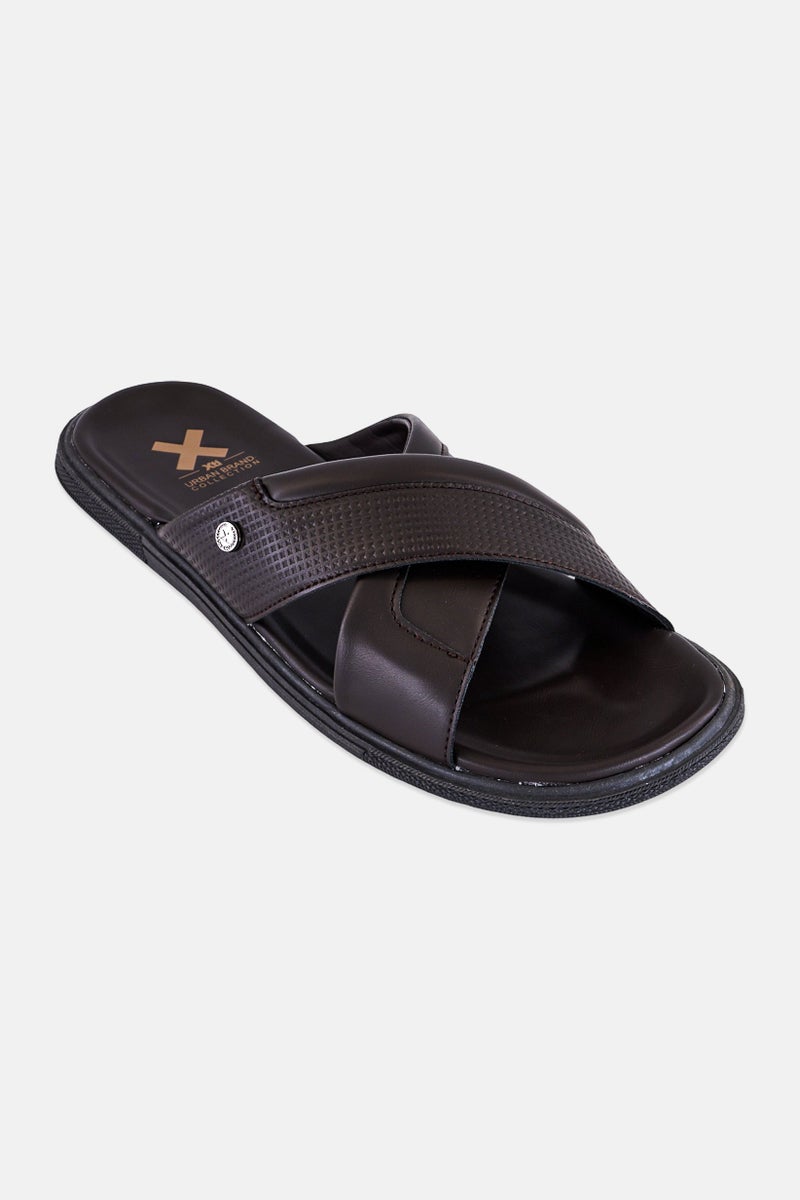 Xti صنادل جلدية للرجال، بني داكن - Image 1