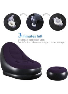 EliteMart EliteMart Inflatable Lounge Chair Lazy Sofa with Footrest Rapid Foldable Air Couch Sofa Air Bed Sofa with Electric Air Inflactor Pump Portable Indoor Outdoor Air Bed Sofa with Electric Pump  - Image 4