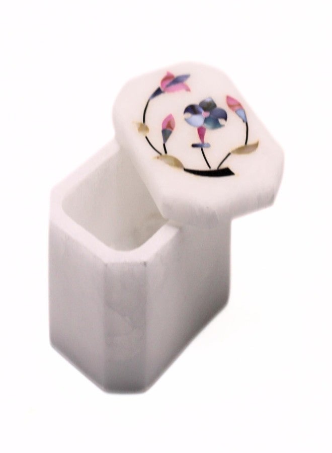 SANDSTERS VR SOURCING Handmade White Marble Small Jewelry Box with Floral Inlay Work | Decorative Trinket Box for Rings, Earrings & Gifts (octagonal with Inlay) - Image 3