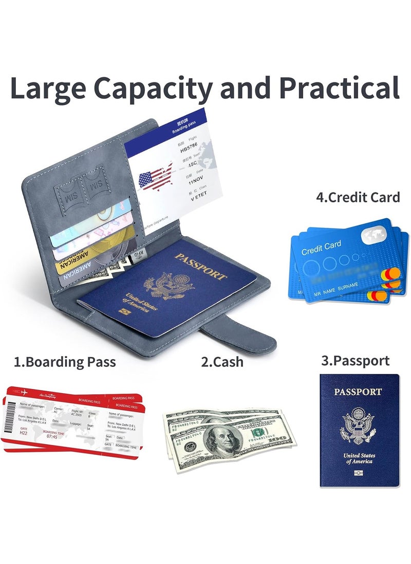 Generic Passport Holder for Travel Essentials, Passport Wallet Cover Case for Travel Must Haves Accessories,Passport Book Holders for Women and Men Grey  - Image 3