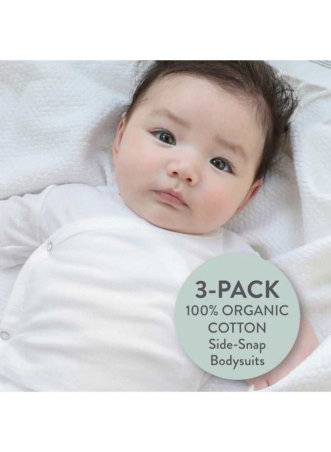 HonestBaby HonestBaby Baby Boys 3-pack Organic Cotton Long Sleeve Side-snap Kimono Bodysuits And Toddler T-Shirt Set, Honestly Pure White, Newborn US - Image 1