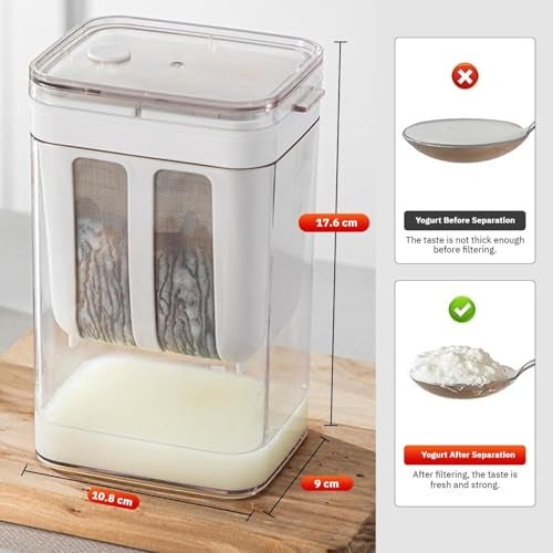 Shatanuvart Export Yogurt & Curd Maker – 1100ml Container with Fine Mesh Strainer & Lid | Greek Yogurt, Labneh, Cheese & Thick Curd Separator | BPA-Free & Easy to Use (Curd Maker 1) - Image 2