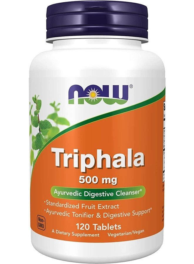 now Supplements, Triphala 500 mg, Combination of Harada, Amla and Behada, 120 Tablets - Image 1