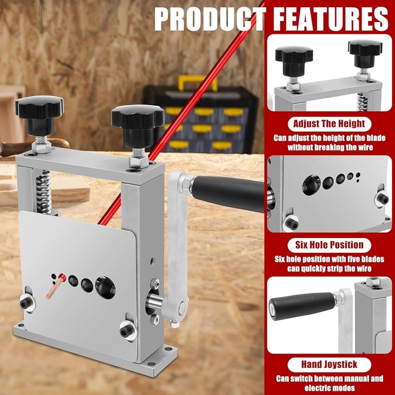 Manual Wire Stripping Machine 6 Holes 5 Blades Portable Cable Stripper Tool Steel Aluminum Alloy - Image 4