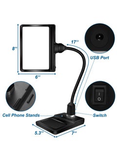 JUOIFIP JUOIFIP 4X Magnifying Glass with Light and Stand, Flexible Gooseneck Magnifying Desk Lamp USB Charge & Phone Stands, Large Page Magnifier for Print, Painting, Sewing, Crafts and Close Work  - Image 2