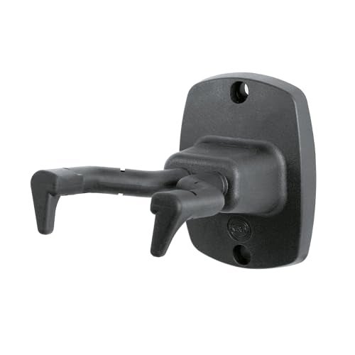KM K&M König & Meyer 16240.000.55 Guitar Wall Mount Hanger | Creative Display and Storage | Patented Flexible Hook/Clamp | Fits Most Guitar Shapes | Sturdy and Durable | German Made | Black - Image 1
