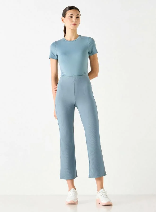 ADOT by Splash Ribbed Leggings with Elasticated Waistband