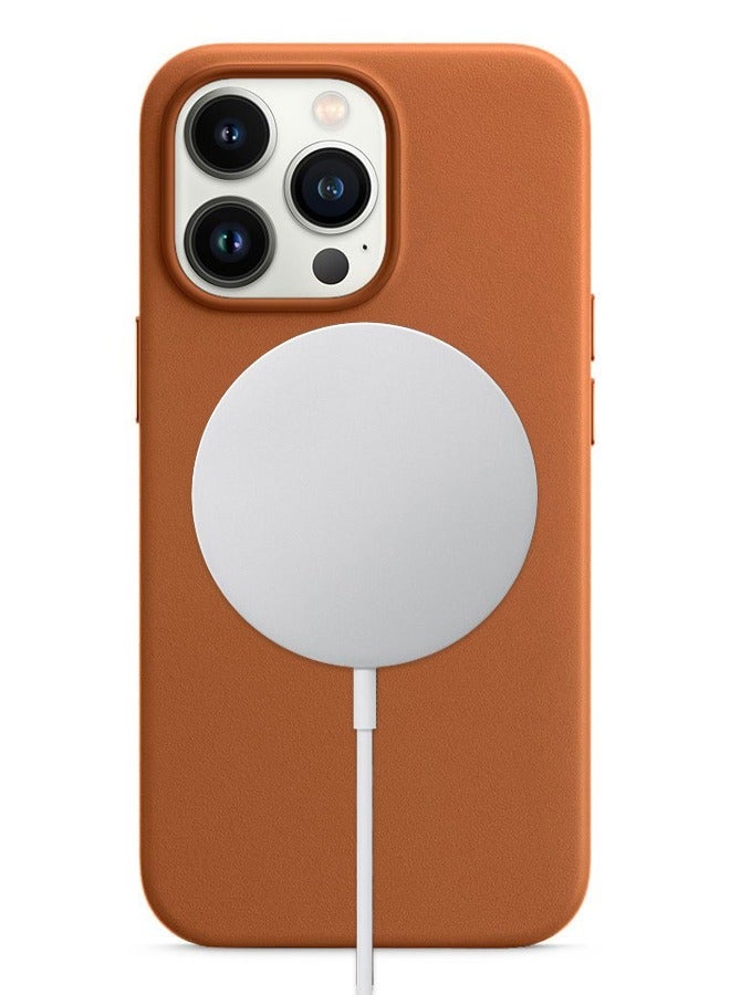 CATANES جراب وغطاء جلدي لهاتف iPhone 14 Pro Max مع MagSafe بني - Image 2