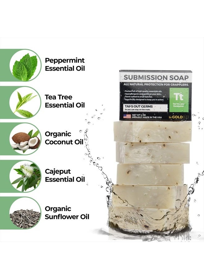 Gold BJJ Premium Tea Tree Oil Soap - USA Made Bar Soap for BJJ, Jiu Jitsu, Wrestling, and Grappling (5-Pack of 4 Ounce Soap Bars, Classic Tea Tree) - Image 3