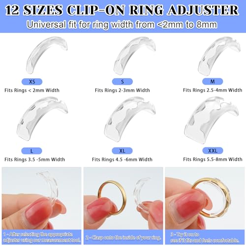 Eiito Ring Sizers for Loose Rings, 16 Pack Ring Guards for Loose Rings, Reduce by 0.5-1 Size Without Resizing, Fits Bands 1-8mm, Invisible Design for Women and Men, 2 Styles Insert and Spiral - Image 3