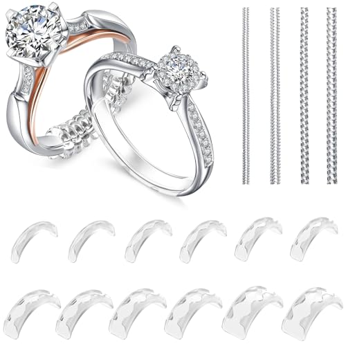 Eiito Ring Sizers for Loose Rings, 16 Pack Ring Guards for Loose Rings, Reduce by 0.5-1 Size Without Resizing, Fits Bands 1-8mm, Invisible Design for Women and Men, 2 Styles Insert and Spiral - Image 1