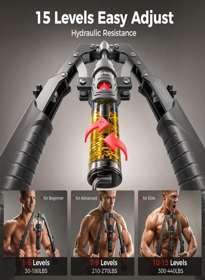 FLYBIRD Twister Arm Trainer, Hydraulic Power Core Twister Chest Workout Equipment, Adjustable 22-440LBS Chest Trainer for Men, 3 in 1 Chest Arm Exerciser with Ab Roller Wheel - Black - Image 3
