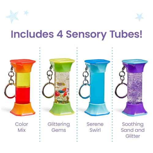 hand2mind Soothing Swirlers Sensory Tubes, Mini Fidget Keychains, Anxiety Relief Items, Calming Toys for Kids, Calm Down Corner Supplies, Quiet Fidgets for Classroom, Toddler Car Toys for Travel - Image 2
