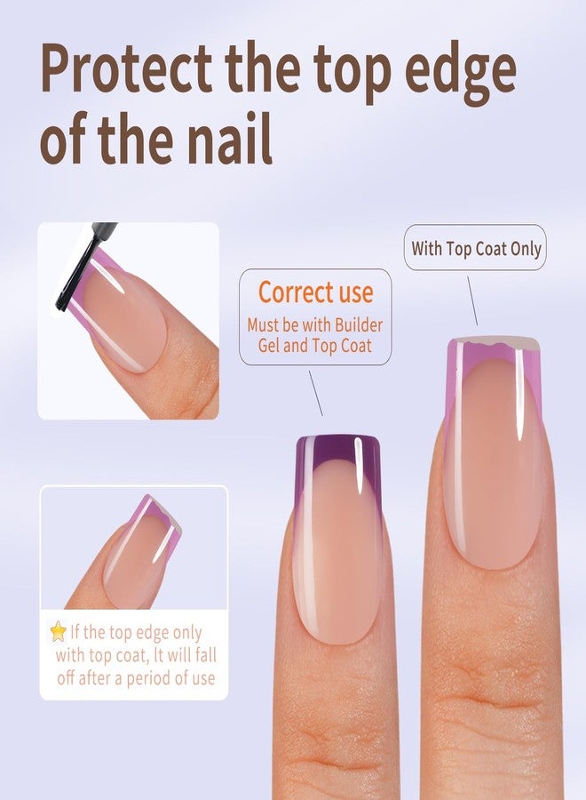 Misssix French Gel Nail Tips, 160Pcs Purple French Tip Press on Nails Short Square, No Need to File Tips Pre-lasting, Fake Nails for Nail Art DIY 16 Sizes - Image 5