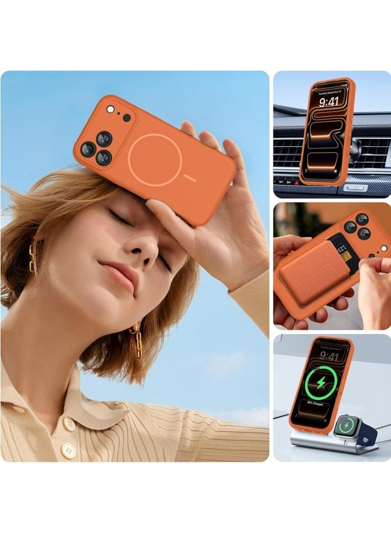 مستقبل نوفا iPhone 17 Pro Max Case, متوافق مع MagSafe, غطاء التحكم الكاميرا السيليكون المتكامل, 3.0 مم سميكة مقاومة للصدمات حالة حماية الهاتف السقوط لـ 17 ProMax, برتقالي - Image 5