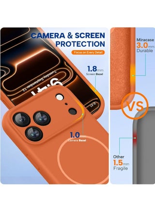 iPhone 17 Pro Max Case, متوافق مع MagSafe, غطاء التحكم الكاميرا السيليكون المتكامل, 3.0 مم سميكة مقاومة للصدمات حالة حماية الهاتف السقوط لـ 17 ProMax, برتقالي - view 3