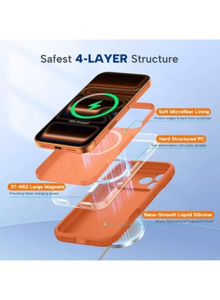 iPhone 17 Pro Max Case, متوافق مع MagSafe, غطاء التحكم الكاميرا السيليكون المتكامل, 3.0 مم سميكة مقاومة للصدمات حالة حماية الهاتف السقوط لـ 17 ProMax, برتقالي - view 4