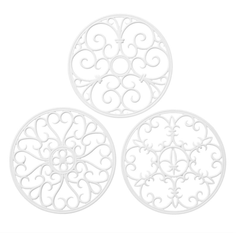 colinda Silicone Trivet Mat  NonSlip  Heat Resistant Kitchen Pads for Countertops  Table  Trivets for Hot Dishes  Cookware  Pot Holder for Pots  Pans  White Set of 3 