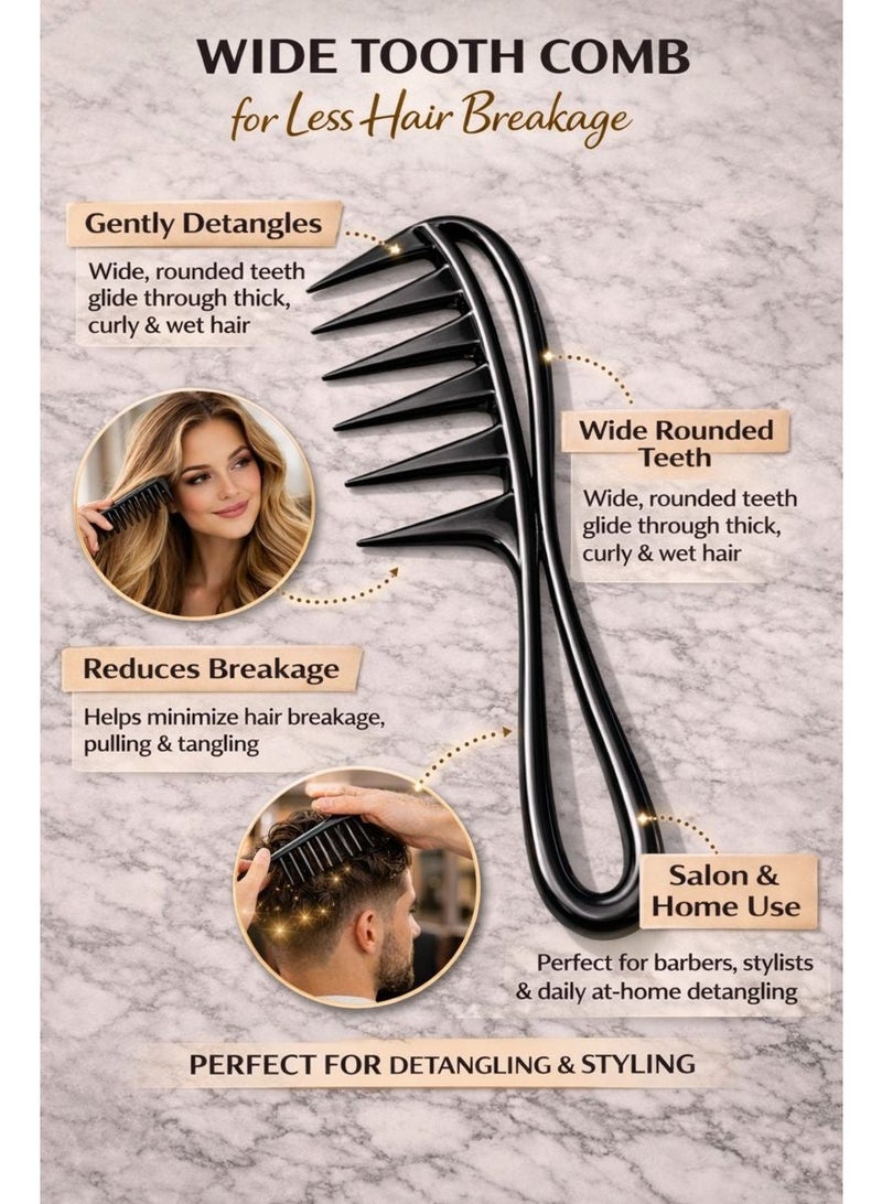 Jagravo Wide Tooth Detangling Comb Pack of 2 Anti Static Hair Comb - Image 4