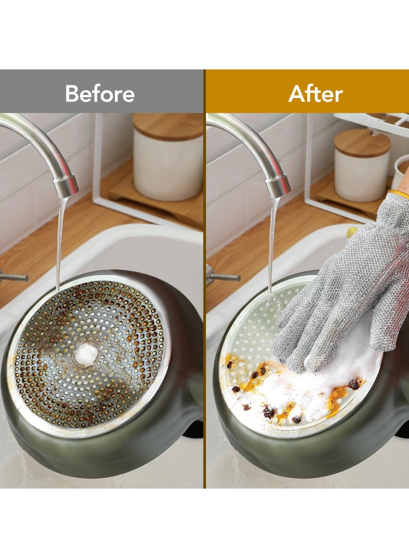 Luckam 3 Pairs of Reusable Wire Dishwashing Gloves with Miracle Cleaning Cloth Design, Non-Scratch Steel Wire Rags for Dishes, Kitchen Surfaces, Sinks, Pots, and Pans - Image 3