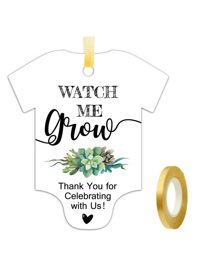 EKSPLODI Watch Me Grow Tags For Baby Shower Succulents Baby Shower Thank You Tags Baby Shower Favor Tags 50 Pack With Golden Ribbon. - Image 1