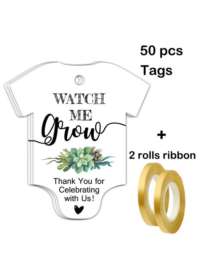 EKSPLODI Watch Me Grow Tags For Baby Shower Succulents Baby Shower Thank You Tags Baby Shower Favor Tags 50 Pack With Golden Ribbon. - Image 5