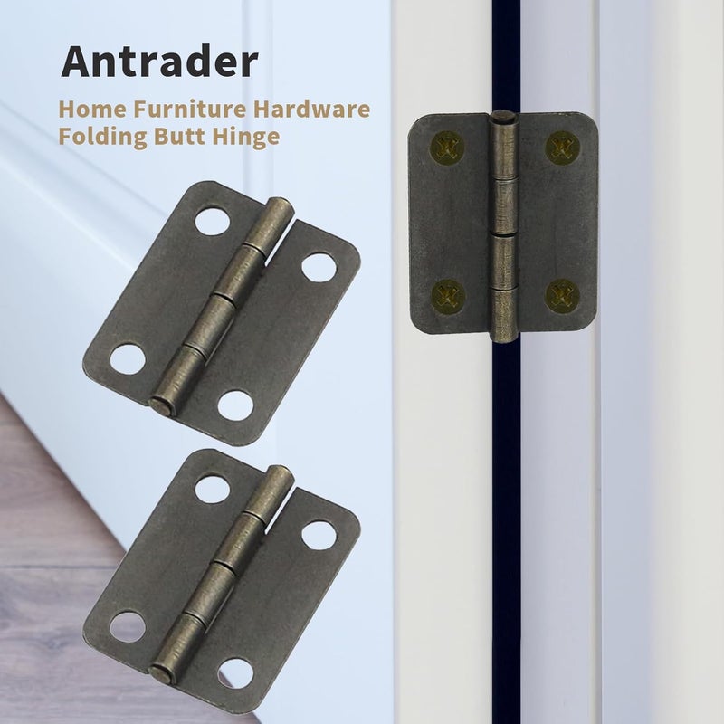 Antrader Mini Butt Hinge Antique Bronze Foldable Small Box Hinges for Cabinet Door Closet Furniture Hardware with Screws Pack of 48 - Image 5
