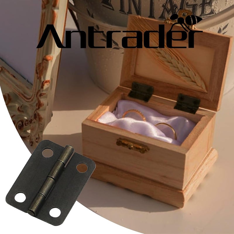 Antrader Mini Butt Hinge Antique Bronze Foldable Small Box Hinges for Cabinet Door Closet Furniture Hardware with Screws Pack of 48 - Image 4