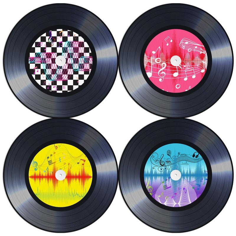 Tarklanda 60PCS Record Paper Placemats Disposable 13.7 Inch Rock and Roll Vinyl Record Place Mats Vintage Musical Theme Round Table Mats for Dinner Table Decor Birthday 50s Theme Rock Music Party Supplies - Image 1