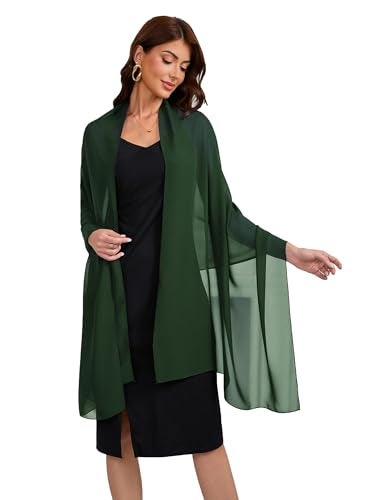 Baoqiya Women's Shawls and Wraps for Evening Dress Chiffon Shawl Soft Elegant Silky Pashmina Wedding Bridal Scarf(Green, 79"×29") - Image 4